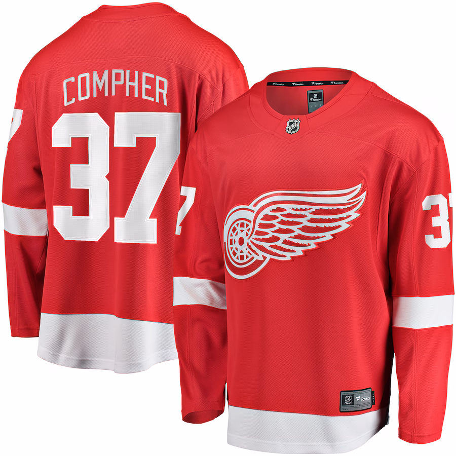 Men's Detroit Red Wings J.T. Compher Fanatics Red Home Breakaway Jersey - Puhuasuan