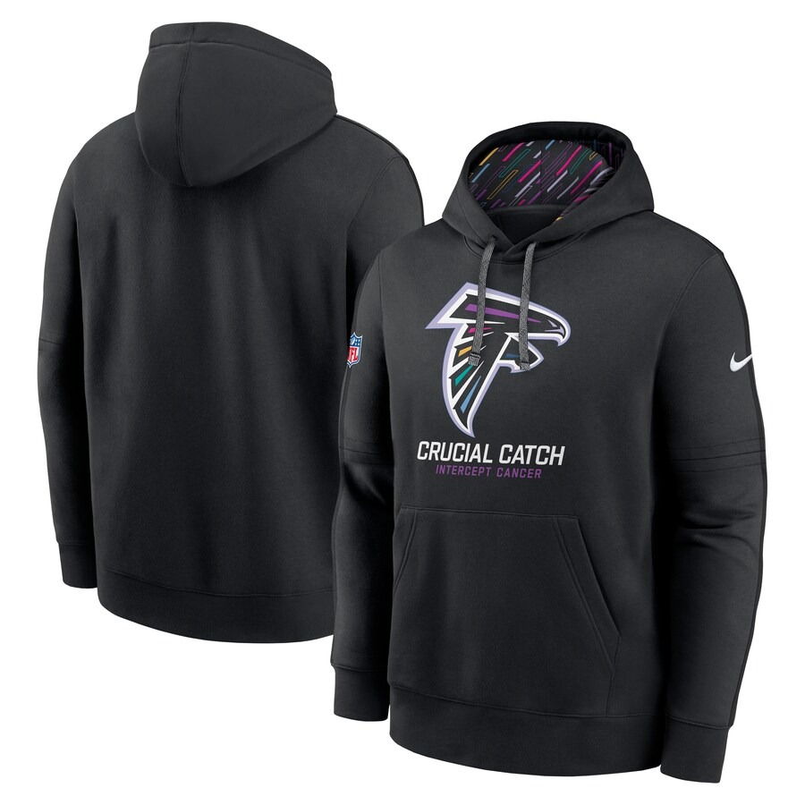 Men's Atlanta Falcons Nike Black 2024 NFL Crucial Catch Club Pullover Hoodie - Puhuasuan