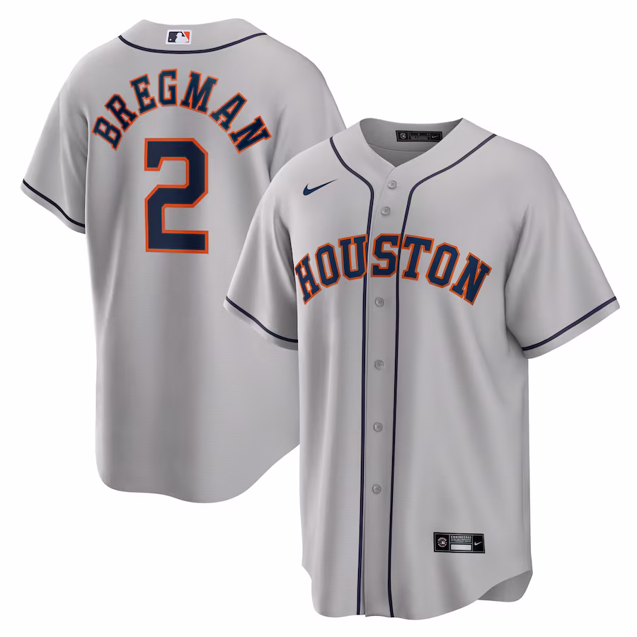 Men's Houston Astros Alex Bregman Nike Gray Road Replica Player Name Jersey - Puhuasuan