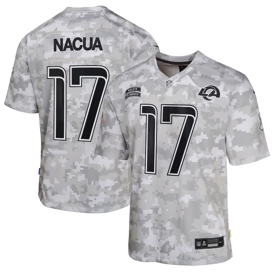 Youth Los Angeles Rams Puka Nacua Nike Arctic Camo 2024 Salute to Service Game Jersey - Puhuasuan