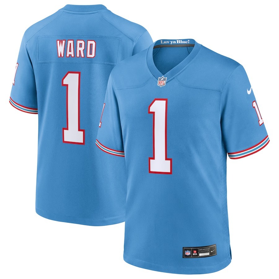 Men's Tennessee Titans Cameron Ward Nike Light Blue 2025 NFL Draft First Round Pick 2nd Alternate Game Jersey - Puhuasuan