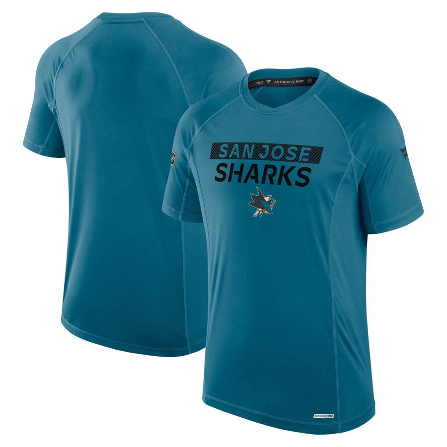 Men's San Jose Sharks Fanatics Teal Authentic Pro Rink Tech T-Shirt - Puhuasuan