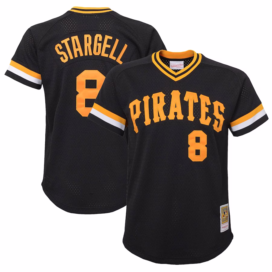 Youth Pittsburgh Pirates Willie Stargell Mitchell & Ness Black Cooperstown Collection Mesh Batting Practice Jersey - Puhuasuan