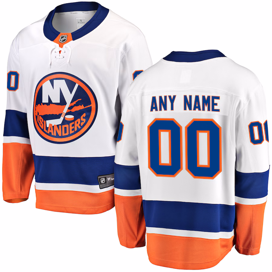 Men's New York Islanders Fanatics White Away Breakaway Custom Jersey - Puhuasuan