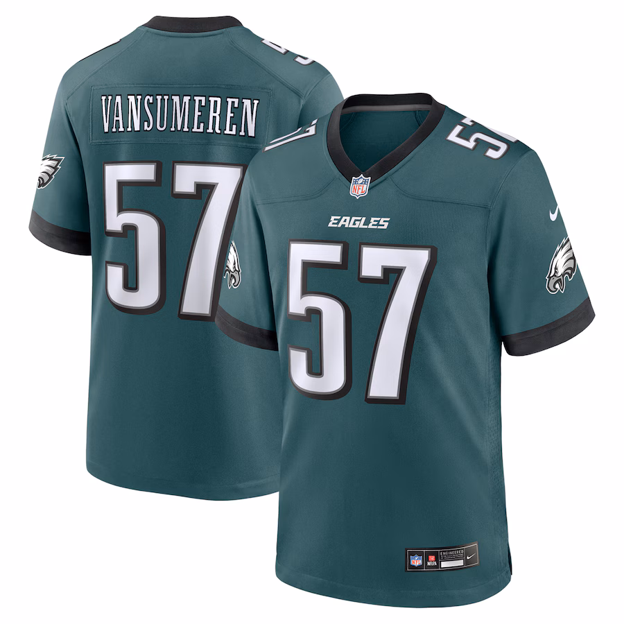 Men's Philadelphia Eagles Ben VanSumeren Nike Midnight Green Team Game Jersey - Puhuasuan