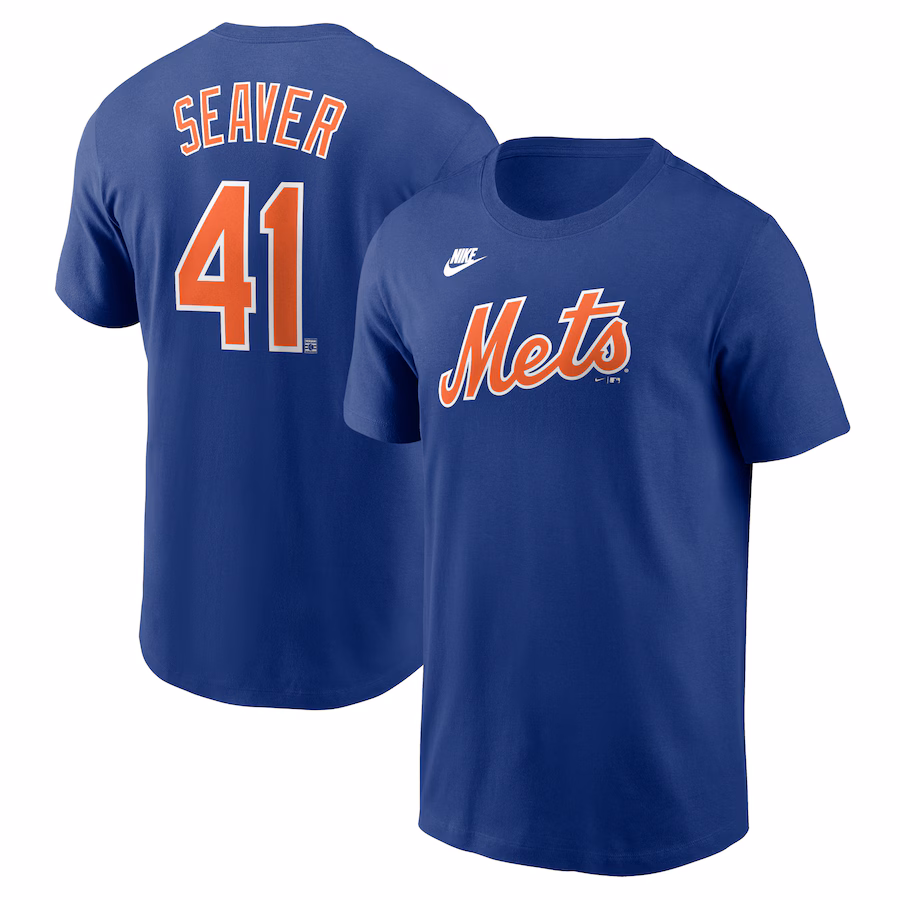 Men's New York Mets Tom Seaver Nike Royal Cooperstown Collection Fuse Name & Number T-Shirt - Puhuasuan