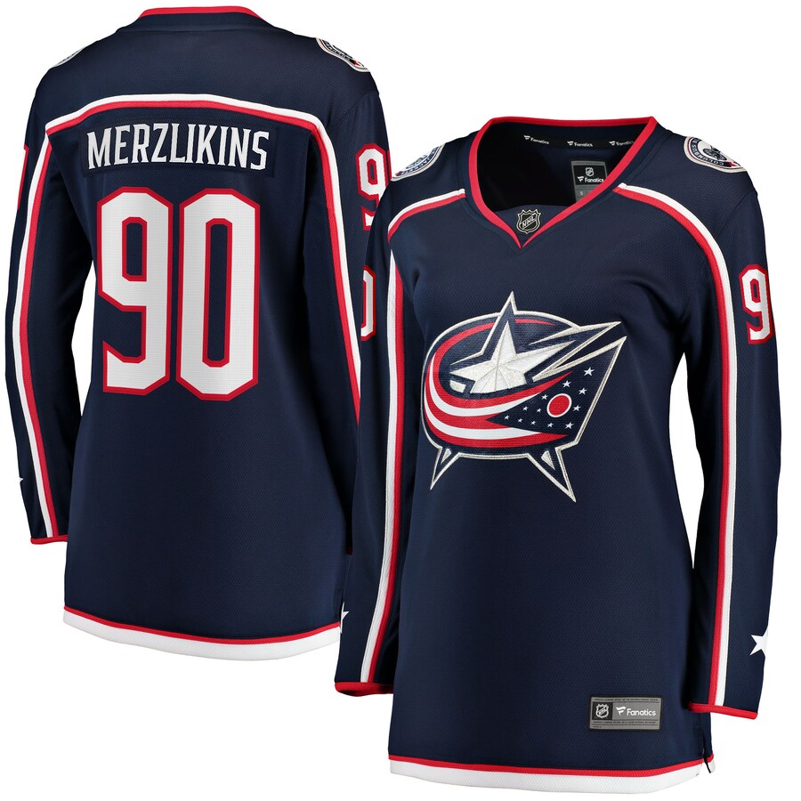 Women's Columbus Blue Jackets Elvis Merzlikins Fanatics Branded Navy Home Breakaway Jersey - Puhuasuan