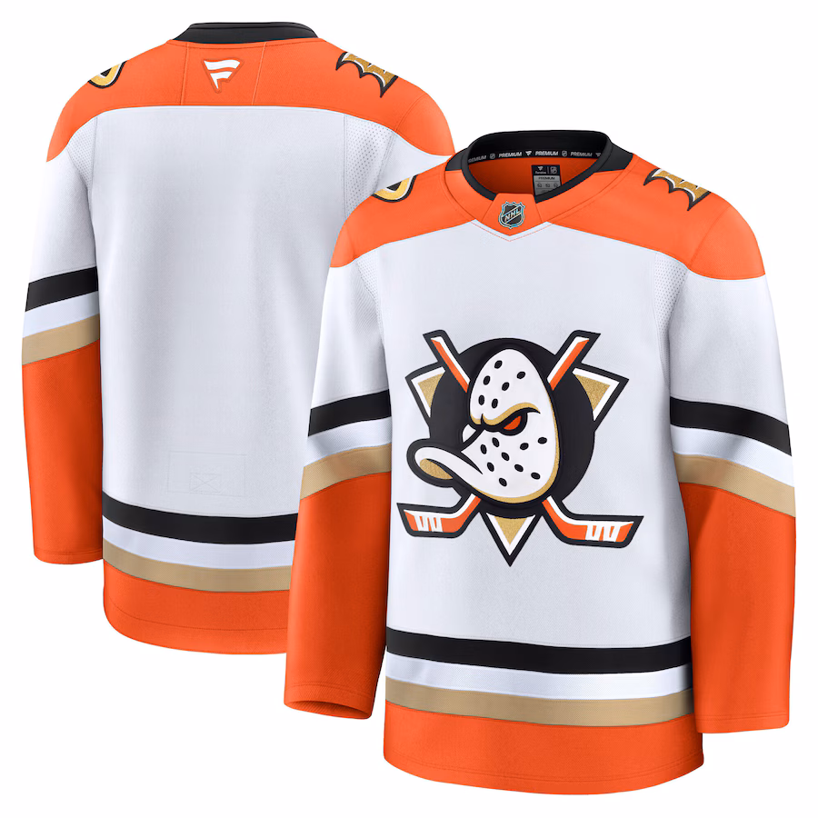 Men's Anaheim Ducks Fanatics White Away Premium Jersey - Puhuasuan