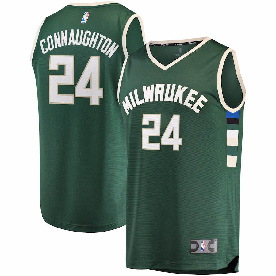 Men's Milwaukee Bucks Pat Connaughton Fanatics Hunter Green Fast Break Replica Jersey - Icon Edition - Puhuasuan