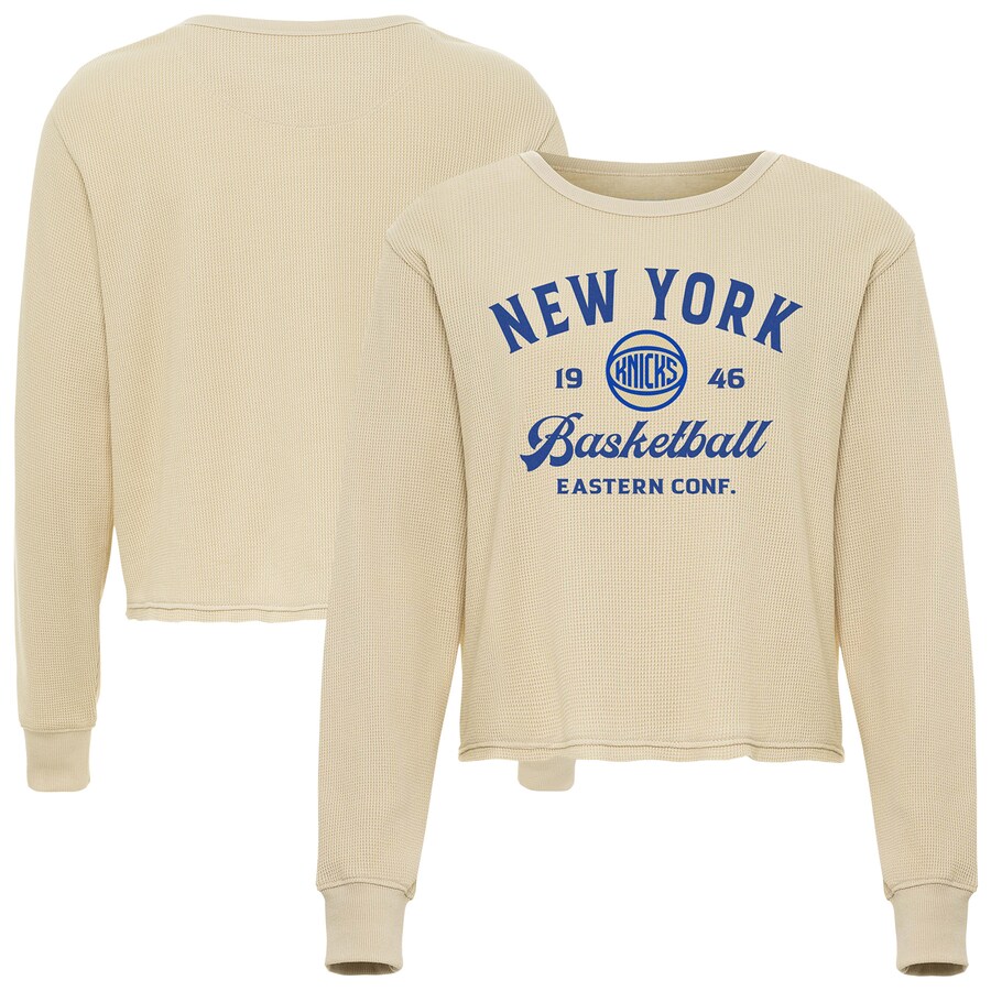 Unisex New York Knicks Sportiqe Cream High Country Collection Cullen Waffle Knit Long Sleeve T-Shirt - Puhuasuan