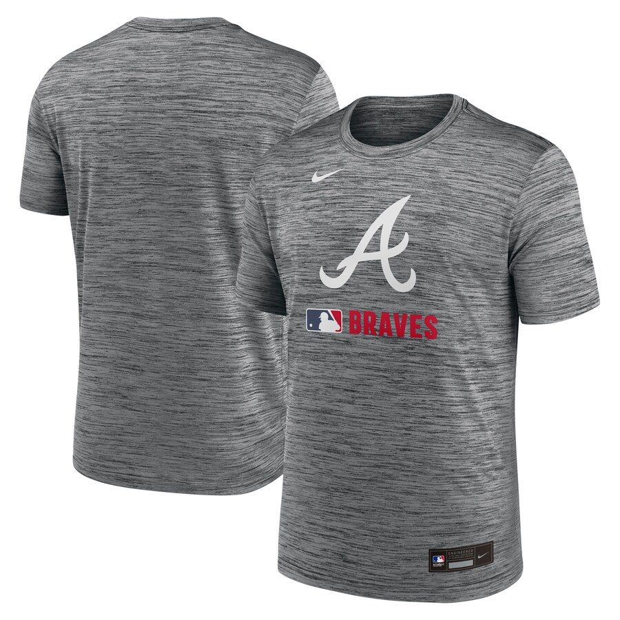 Men's Atlanta Braves Nike Anthracite Authentic Collection Velocity Performance Practice T-Shirt - Puhuasuan