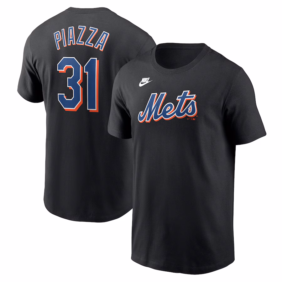 Men's New York Mets Mike Piazza Nike Black Fuse Name & Number T-Shirt - Puhuasuan
