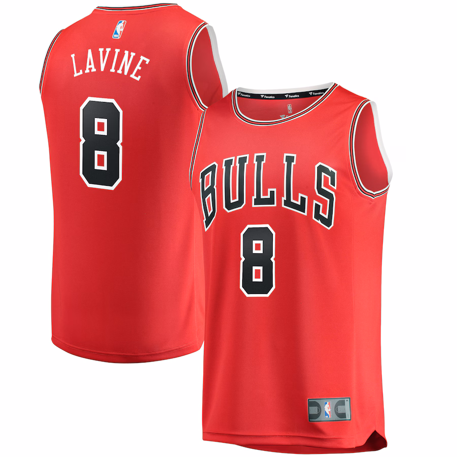 Men's Chicago Bulls Zach LaVine Fanatics Red Fast Break Replica Jersey - Icon Edition - Puhuasuan