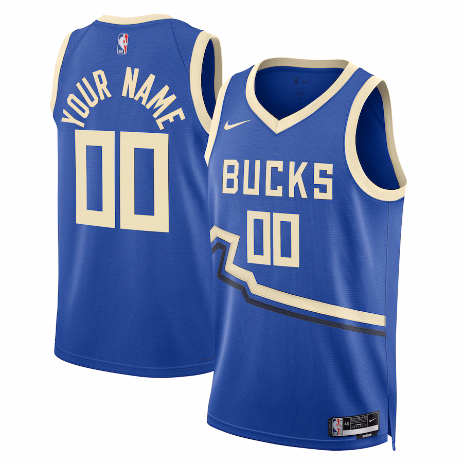 Unisex Milwaukee Bucks Nike Royal 2024/25 Custom Swingman Jersey - City Edition - Puhuasuan