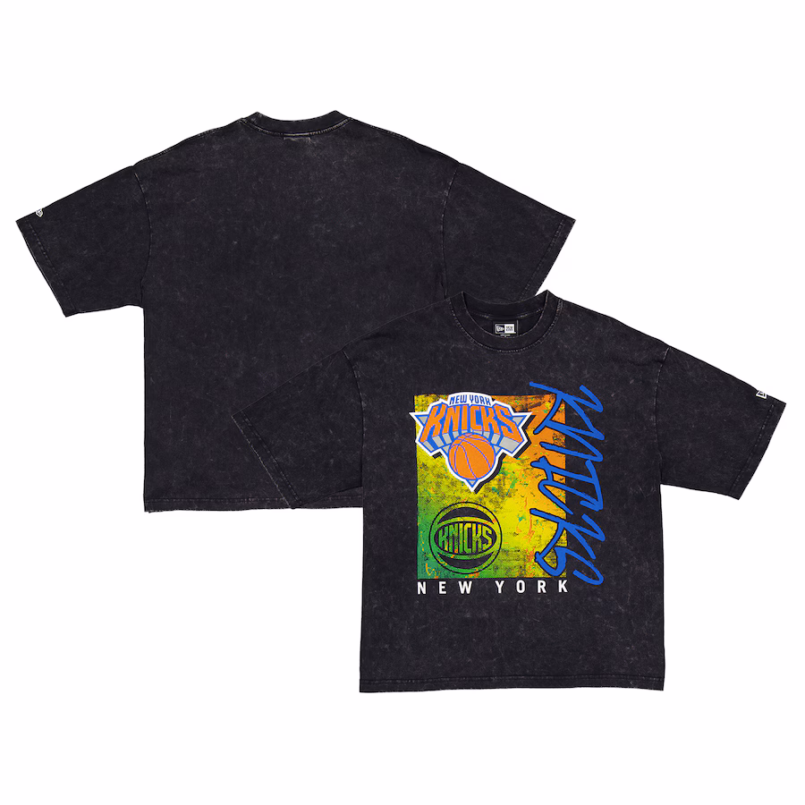 Men's New York Knicks New Era Black Sport Classics Enzyme Washed T-Shirt - Puhuasuan