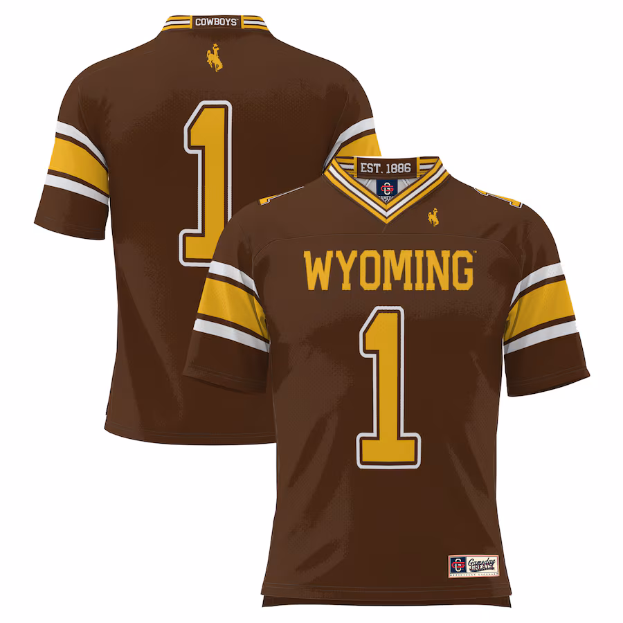 #1 Wyoming Cowboys GameDay Greats Youth Football Jersey �?Brown - Puhuasuan
