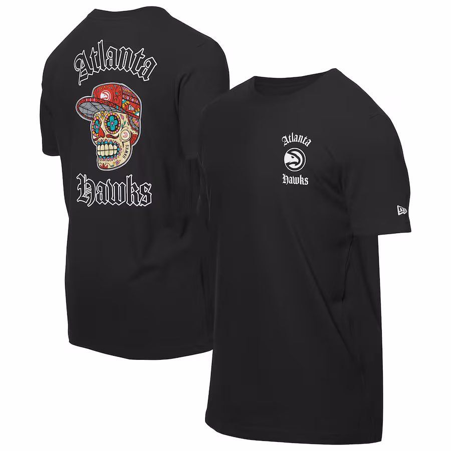 Men's Atlanta Hawks New Era Black Sugar Skulls T-Shirt - Puhuasuan