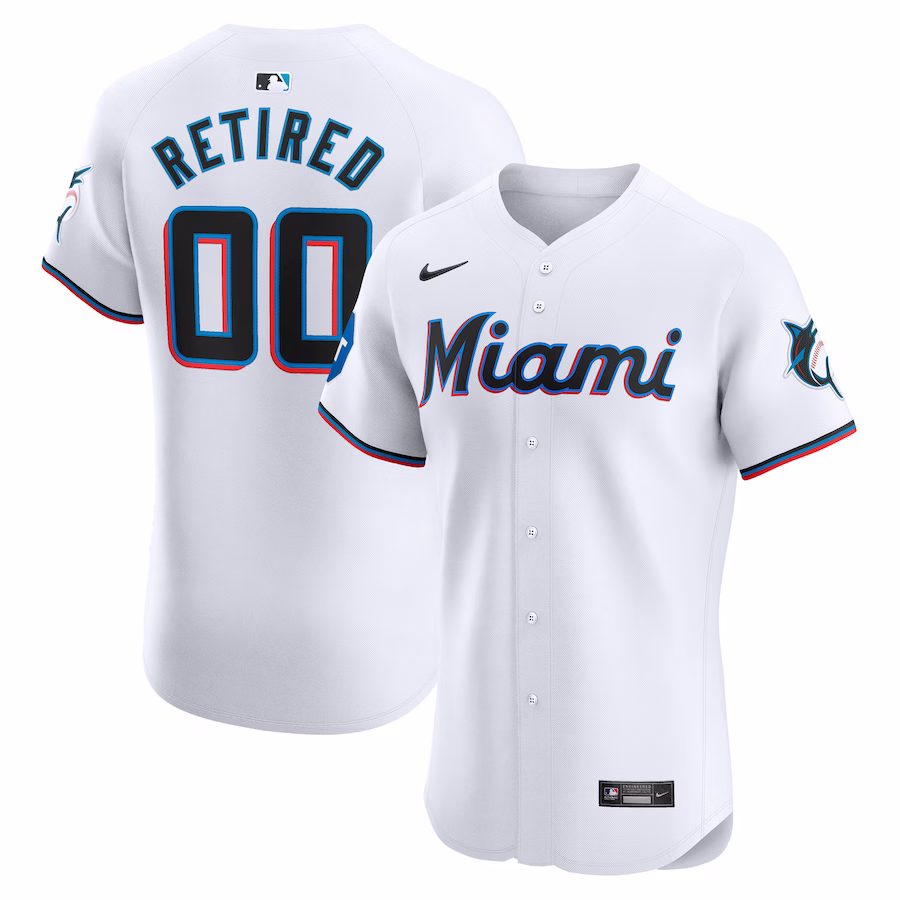 Men's Miami Marlins Nike White Home Elite Pick-A-Player Retired Roster Patch Jersey - Puhuasuan