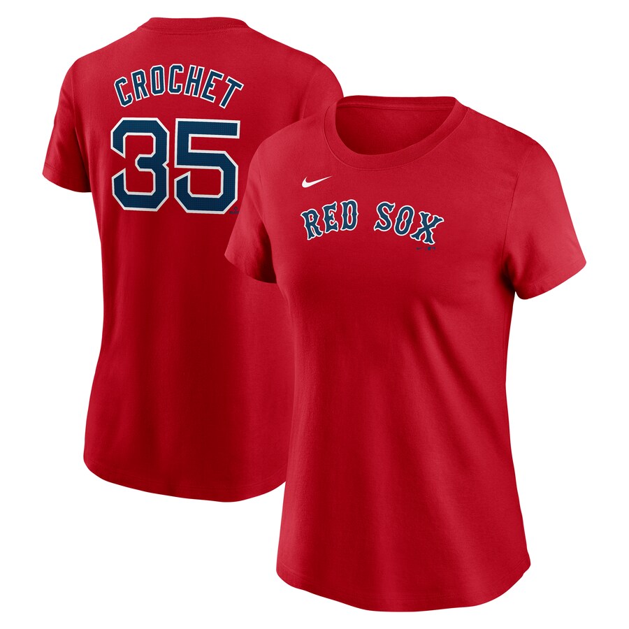 Women's Boston Red Sox Garrett Crochet Nike Red Fuse Name & Number T-Shirt - Puhuasuan