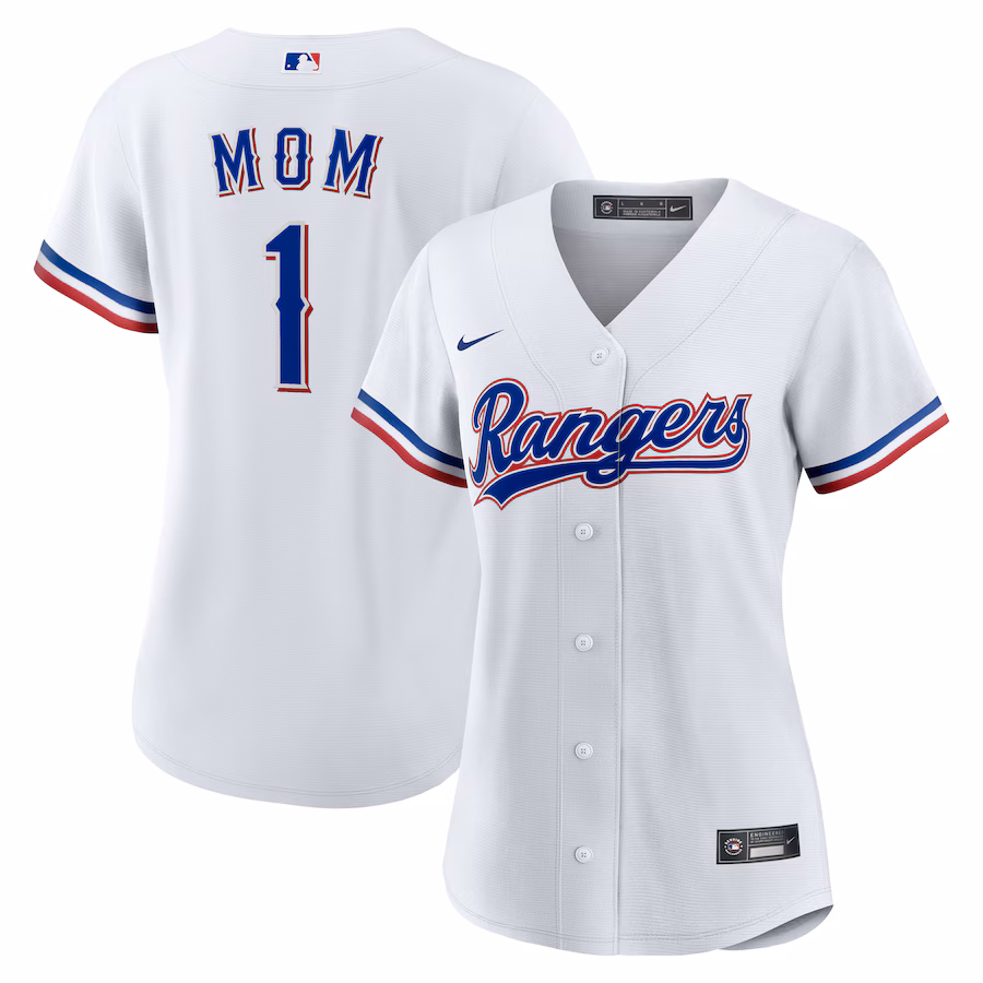 Women's Texas Rangers Nike White #1 Mom Home Replica Jersey - Puhuasuan