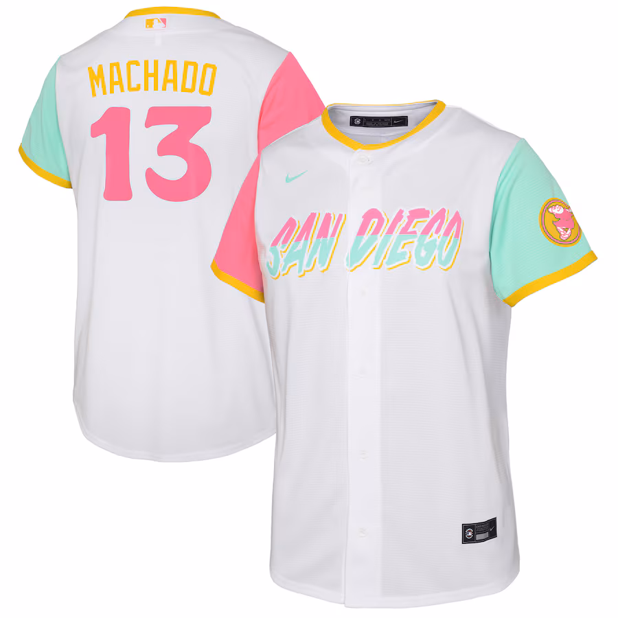 Toddler San Diego Padres Manny Machado Nike White City Connect Replica Player Jersey - Puhuasuan