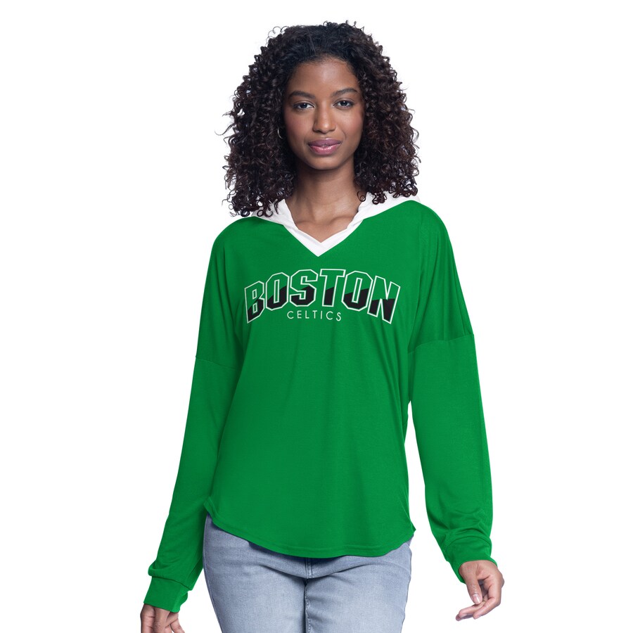 Women's Boston Celtics G-III 4Her by Carl Banks Kelly Green Bench Player Oversized Long Sleeve Hooded Top - Puhuasuan