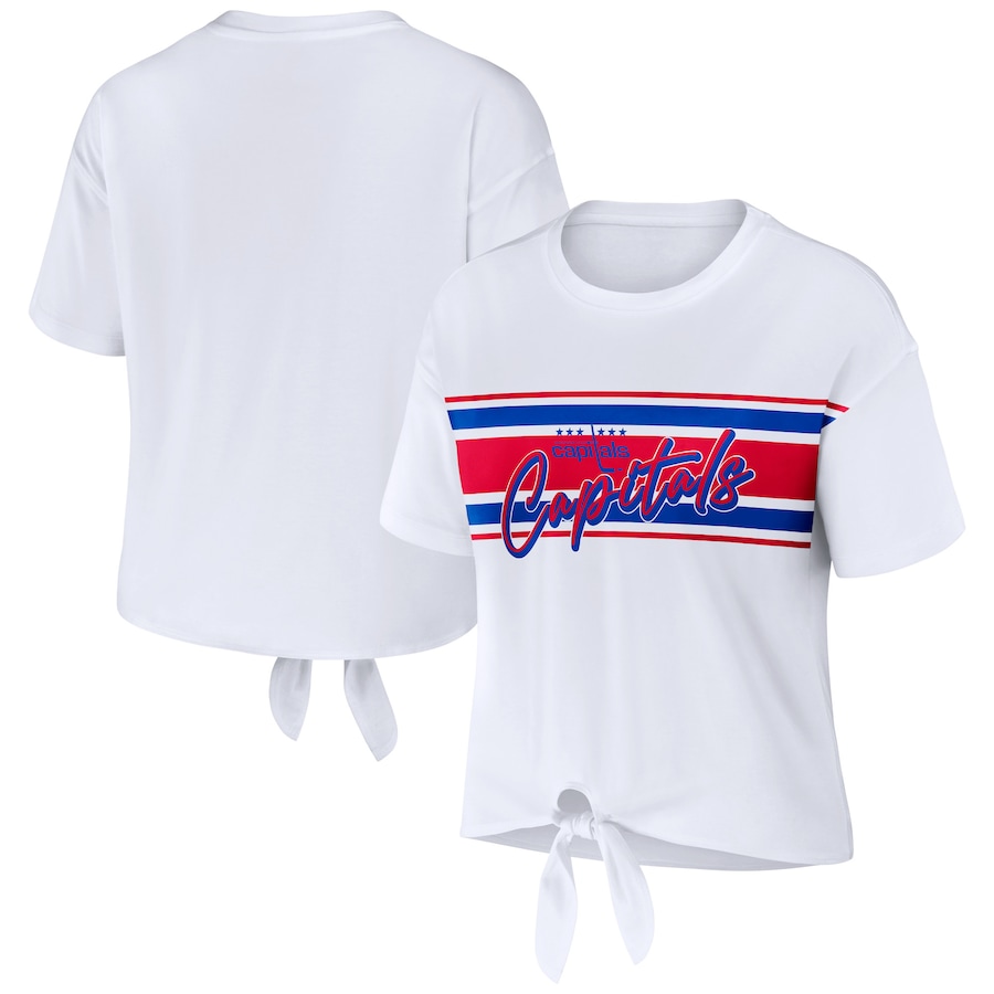 Women's Washington Capitals WEAR by Erin Andrews White Front Knot T-Shirt - Puhuasuan