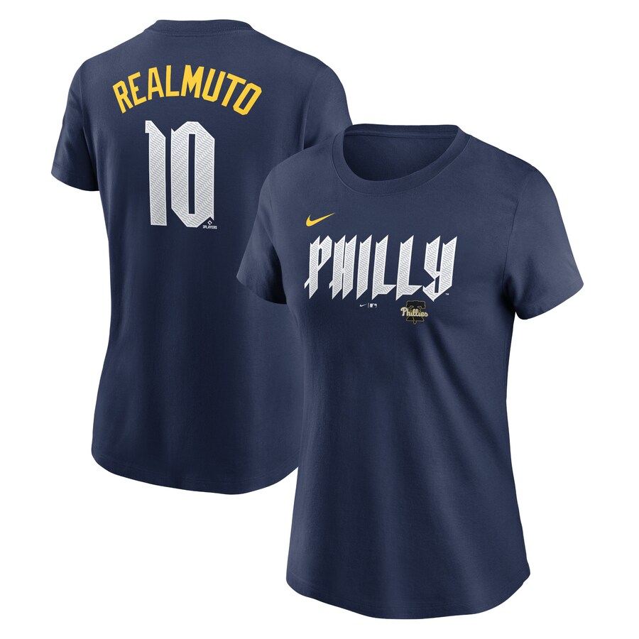 Women's Philadelphia Phillies J.T. Realmuto Nike Navy 2024 City Connect Fuse Player Name & Number T-Shirt - Puhuasuan