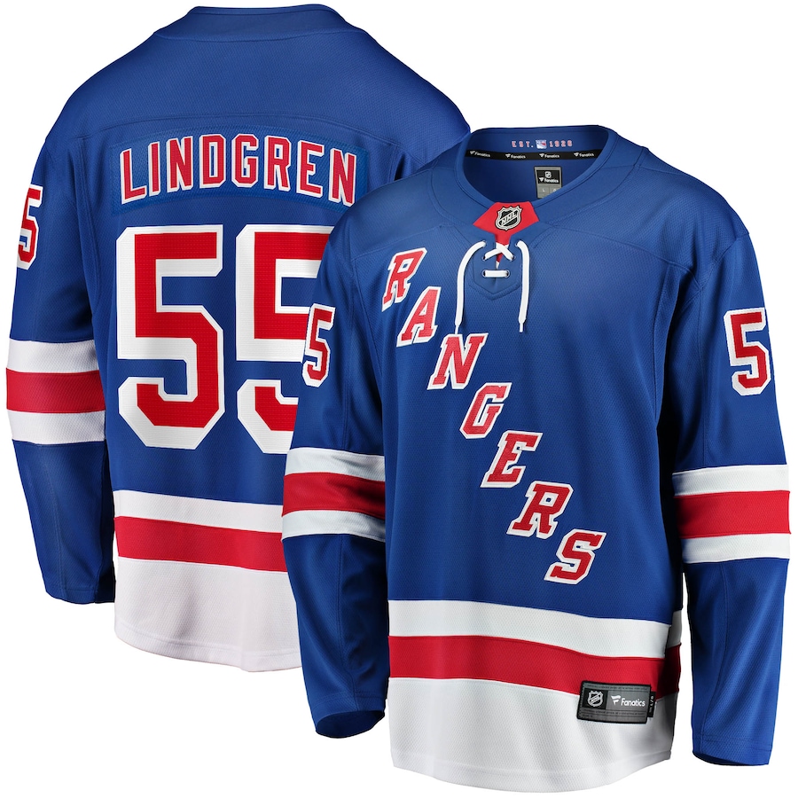 Men's New York Rangers Ryan Lindgren Fanatics Blue Home Breakaway Replica Jersey - Puhuasuan