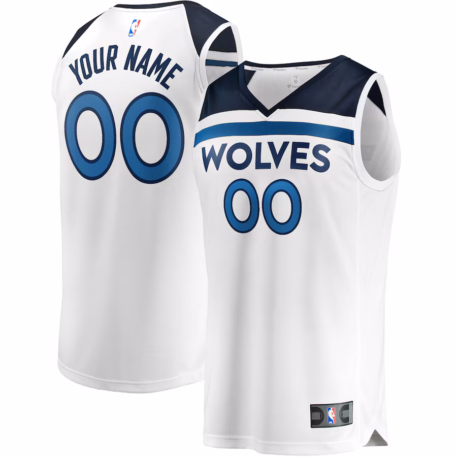 Men's Minnesota Timberwolves Fanatics White Fast Break Custom Replica Jersey - Association Edition - Puhuasuan