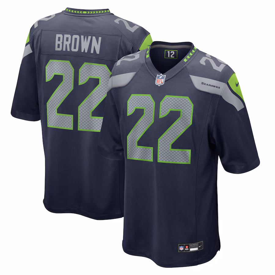Men's Seattle Seahawks Tre Brown Nike College Navy Game Jersey - Puhuasuan