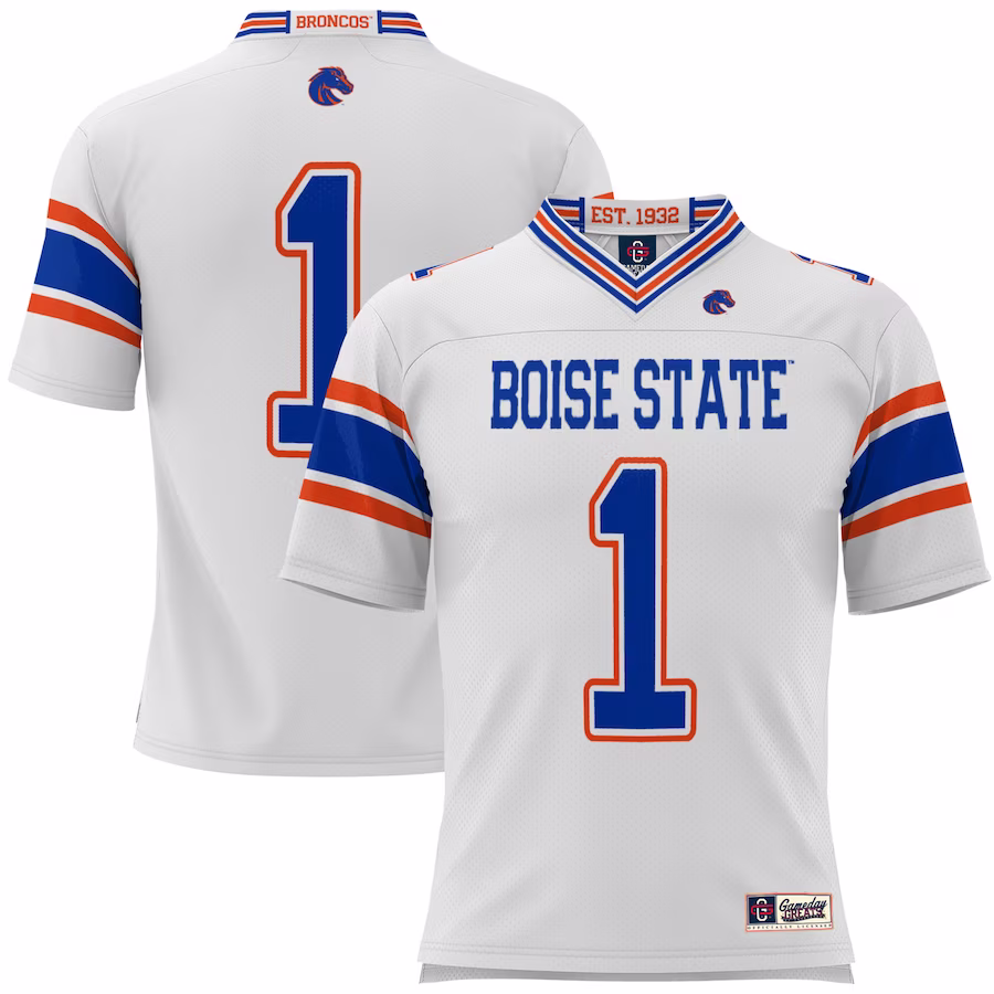 #1 Boise State Broncos GameDay Greats Youth Football Jersey - White - Puhuasuan