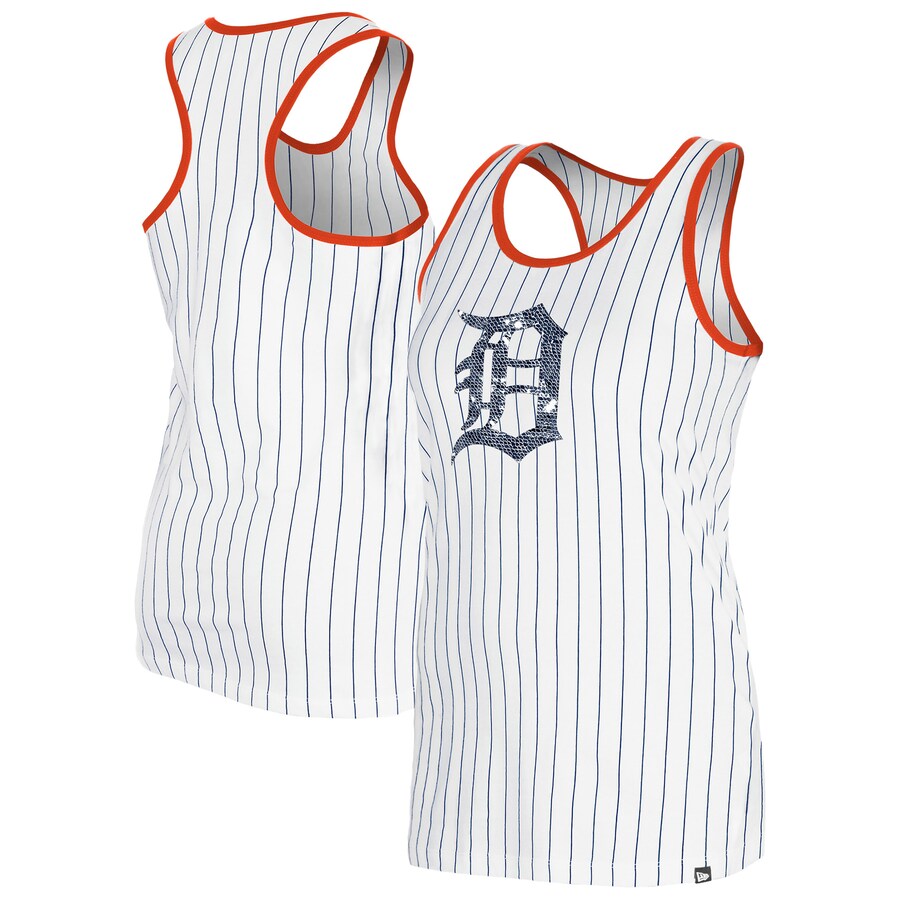 Women's Detroit Tigers New Era White Gameday Pinstripe Tank Top - Puhuasuan