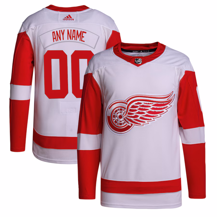 Men's Detroit Red Wings adidas White Away Primegreen Authentic Custom Jersey - Puhuasuan