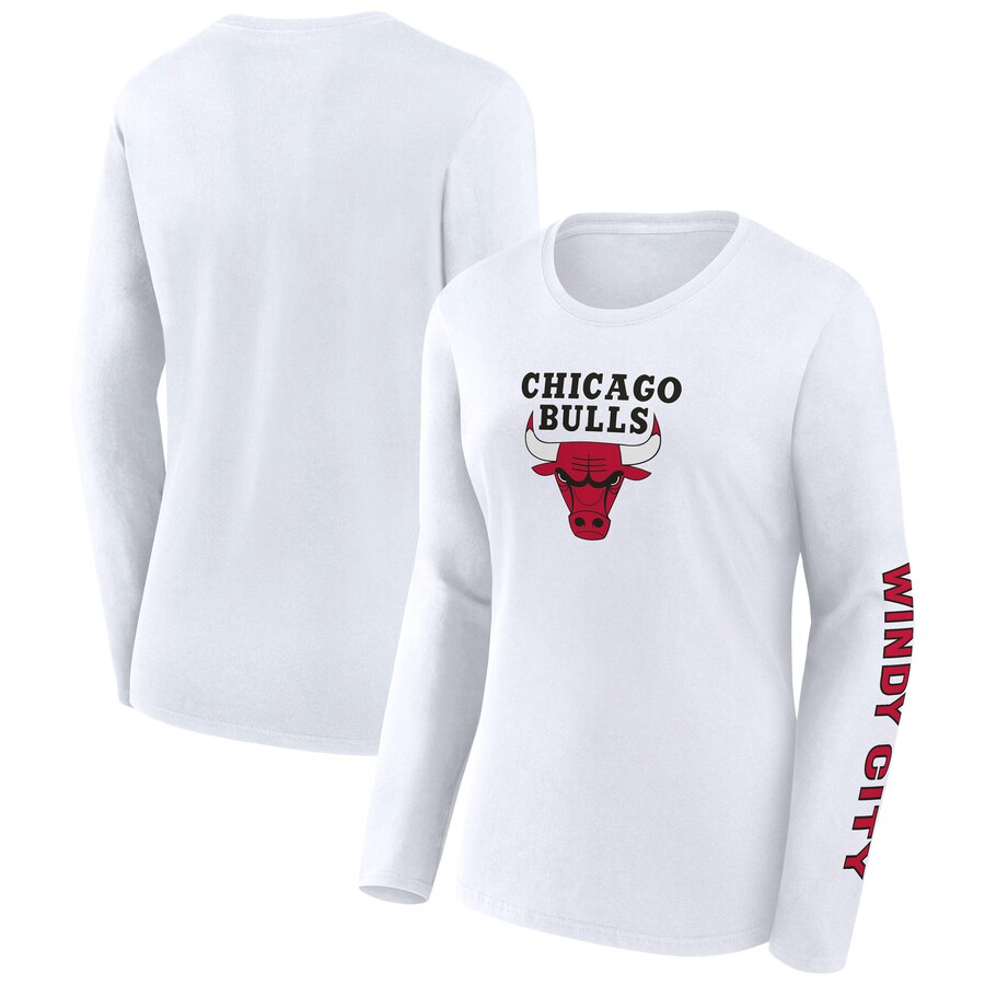 Women's Chicago Bulls Fanatics White Long Sleeve T-Shirt - Puhuasuan