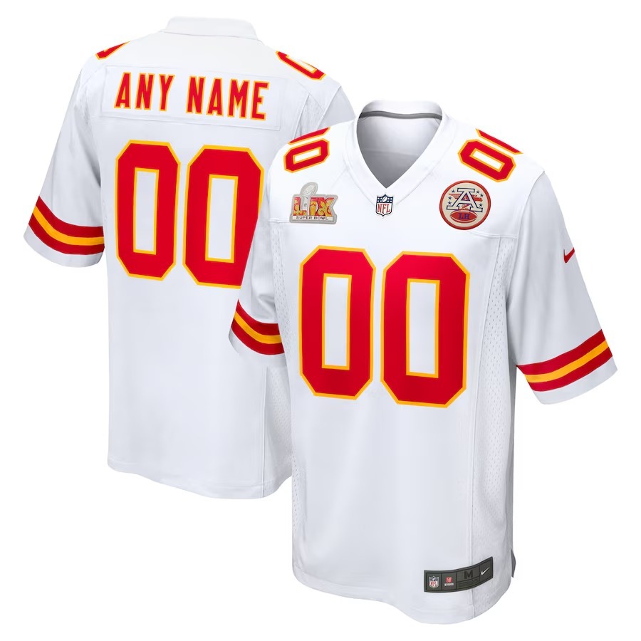 Men's Kansas City Chiefs Nike White Super Bowl LIX Custom Game Jersey - Puhuasuan