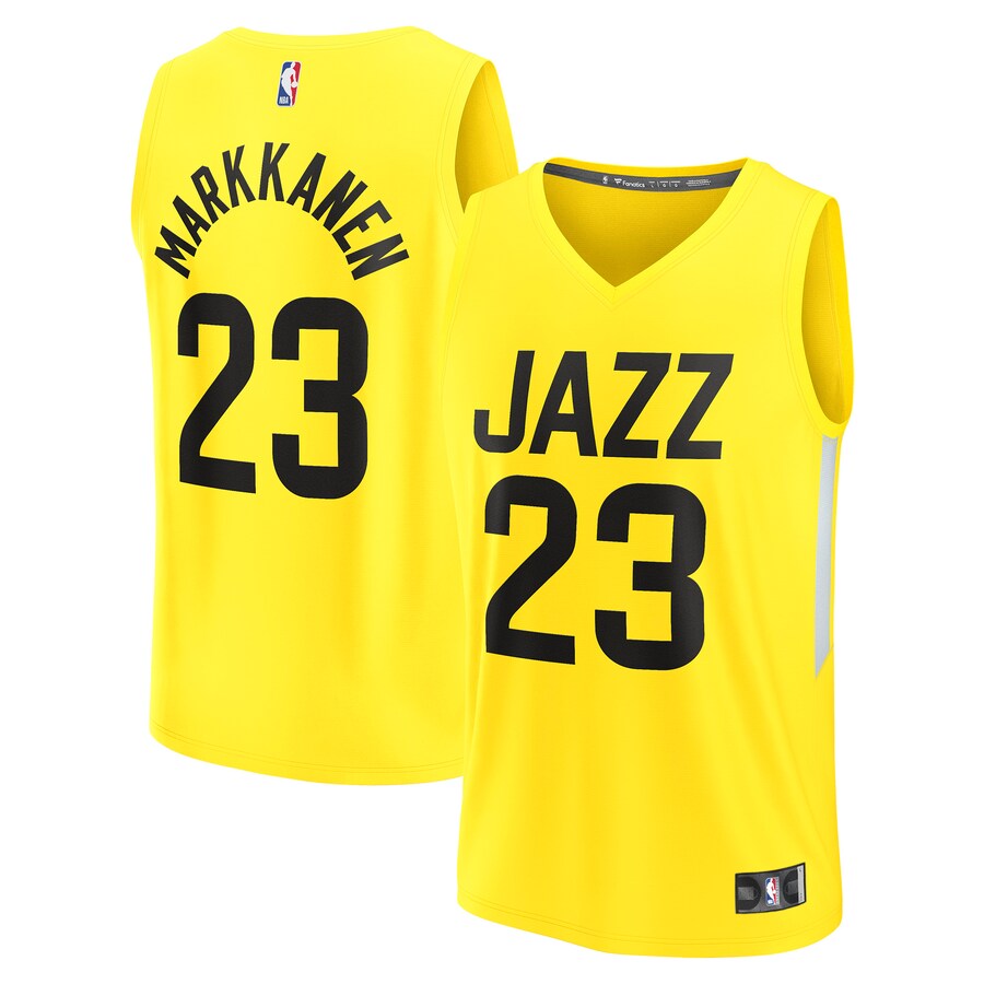 Men's Utah Jazz Lauri Markkanen Fanatics Yellow Fast Break Replica Player Jersey - Icon Edition - Puhuasuan