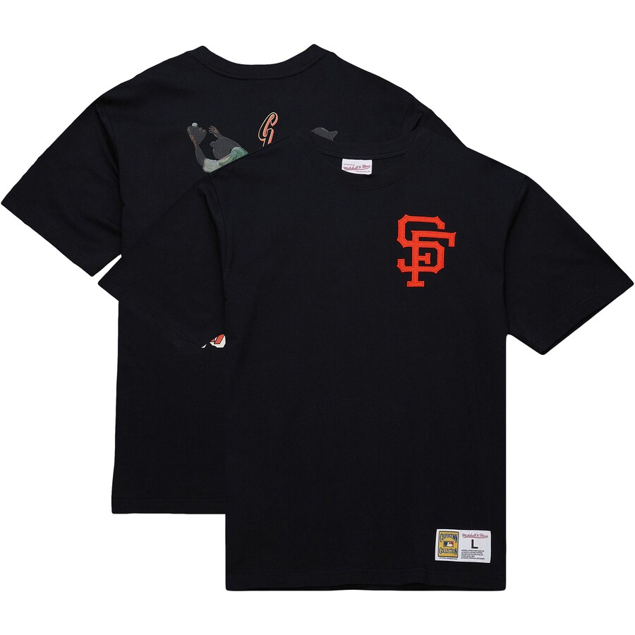 Men's San Francisco Giants Willie Mays Mitchell & Ness Black Legends Collection Vintage Logo T-Shirt - Puhuasuan