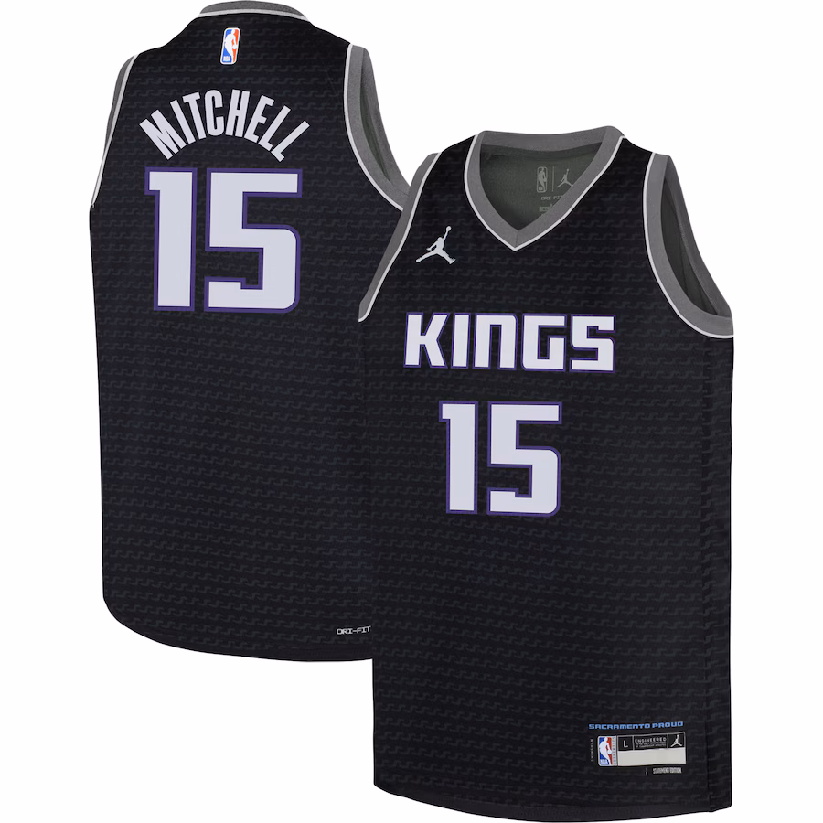Youth Sacramento Kings Davion Mitchell Jordan Brand Black Swingman Jersey - Statement Edition - Puhuasuan