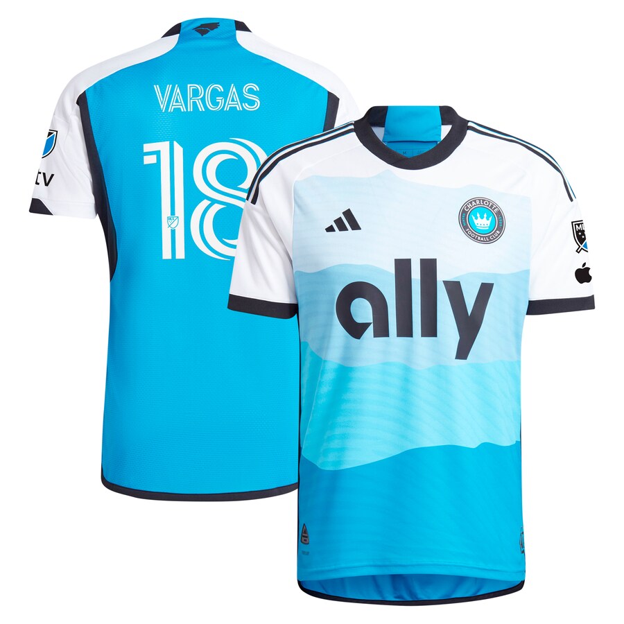 Men's Charlotte FC Kerwin Vargas adidas Blue 2024 The Carolina Kit: Explore Authentic Player Jersey - Puhuasuan