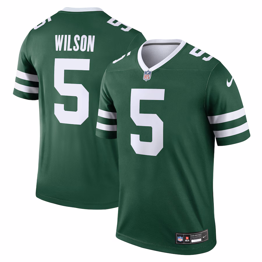 Men's New York Jets Garrett Wilson Nike Legacy Green Legend Player Performance Top - Puhuasuan