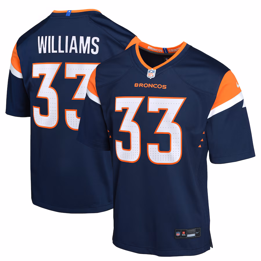 Youth Denver Broncos Javonte Williams Nike Navy Mile High Collection Game Jersey - Puhuasuan