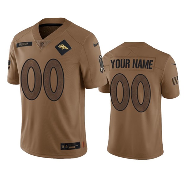 Men's Denver Broncos Active Player Custom 2023 Brown Salute To Service Limited Football Stitched Jersey - Puhuasuan