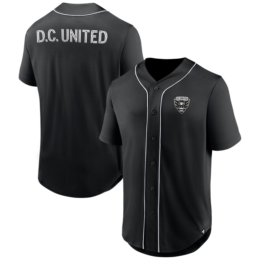 Men's D.C. United Fanatics Black Third Period Fashion Baseball Button-Up Jersey - Puhuasuan