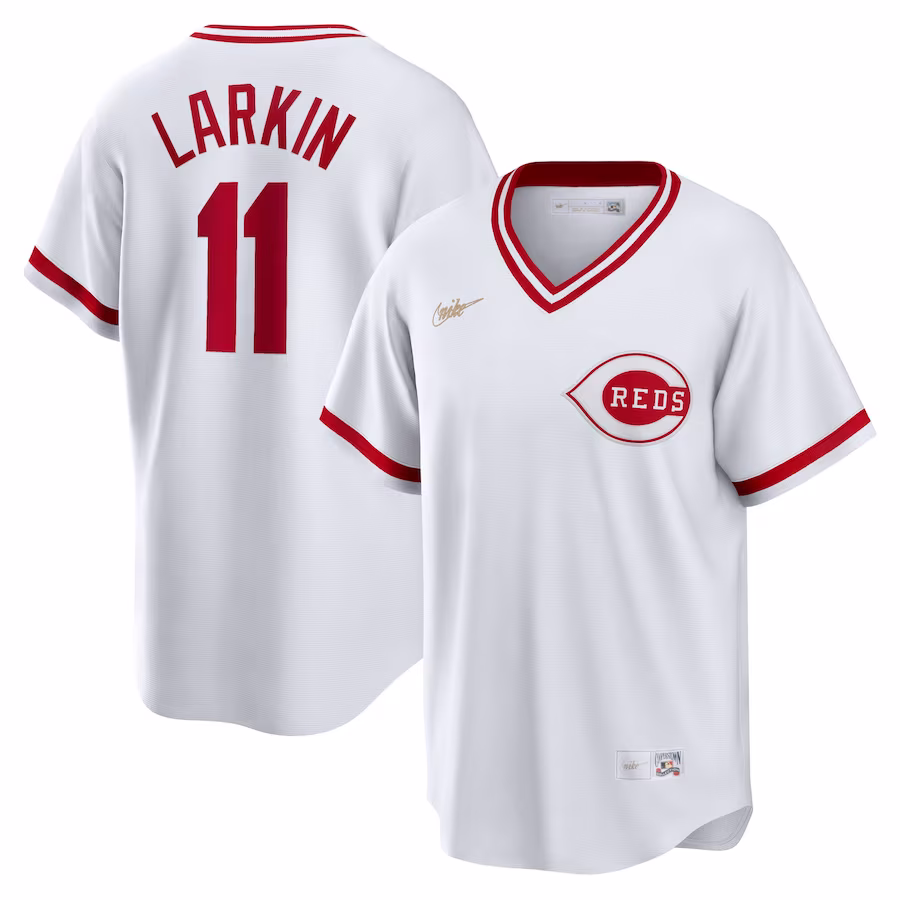 Men's Cincinnati Reds Barry Larkin Nike White Home Cooperstown Collection Player Jersey - Puhuasuan