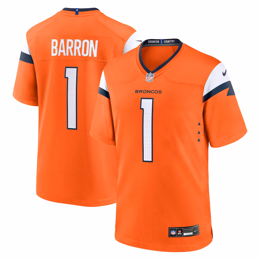 Men's Denver Broncos Jahdae Barron Nike Orange 2025 NFL Draft First Round Pick Game Jersey - Puhuasuan