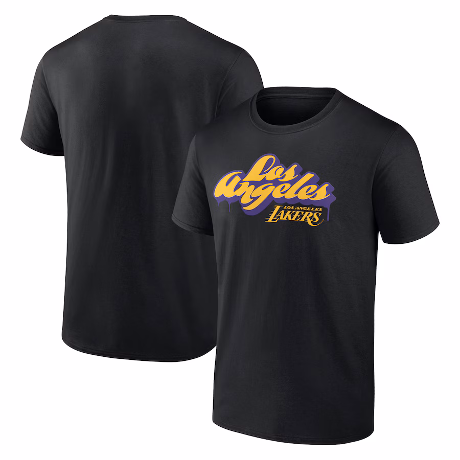 Men's Los Angeles Lakers  Black LA Graffiti T-Shirt - Puhuasuan