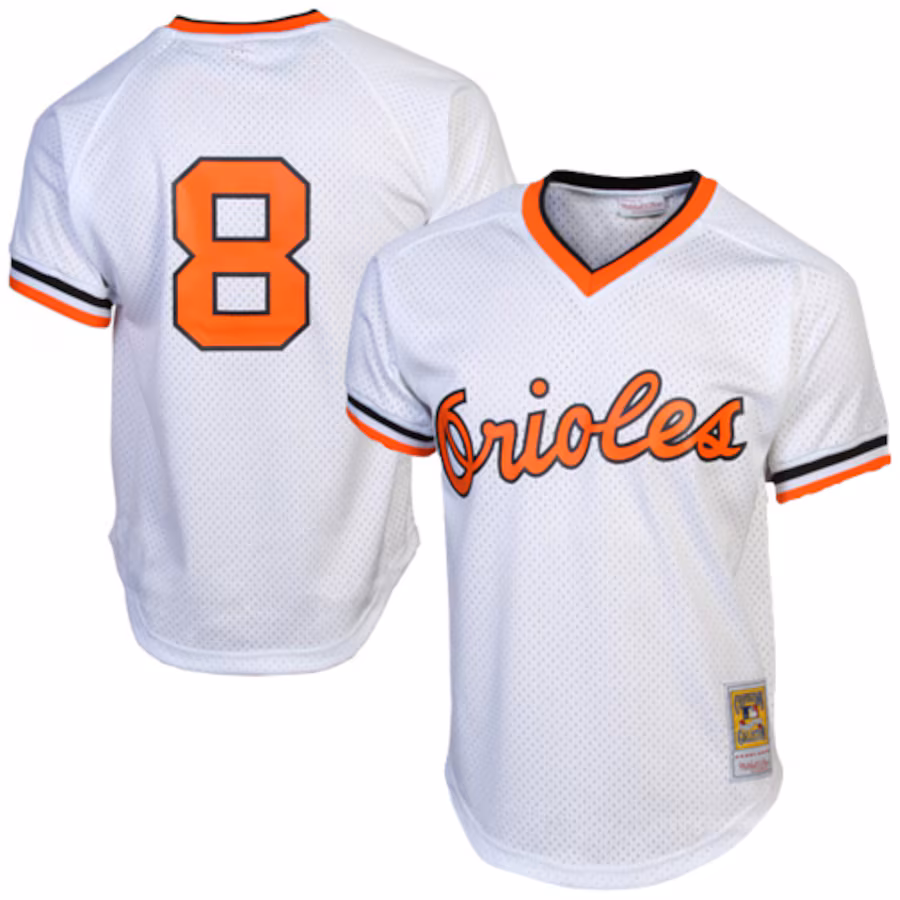 Men's Baltimore Orioles Cal Ripken Jr. Mitchell & Ness White 1985 Authentic Cooperstown Collection Batting Practice Jersey - Puhuasuan