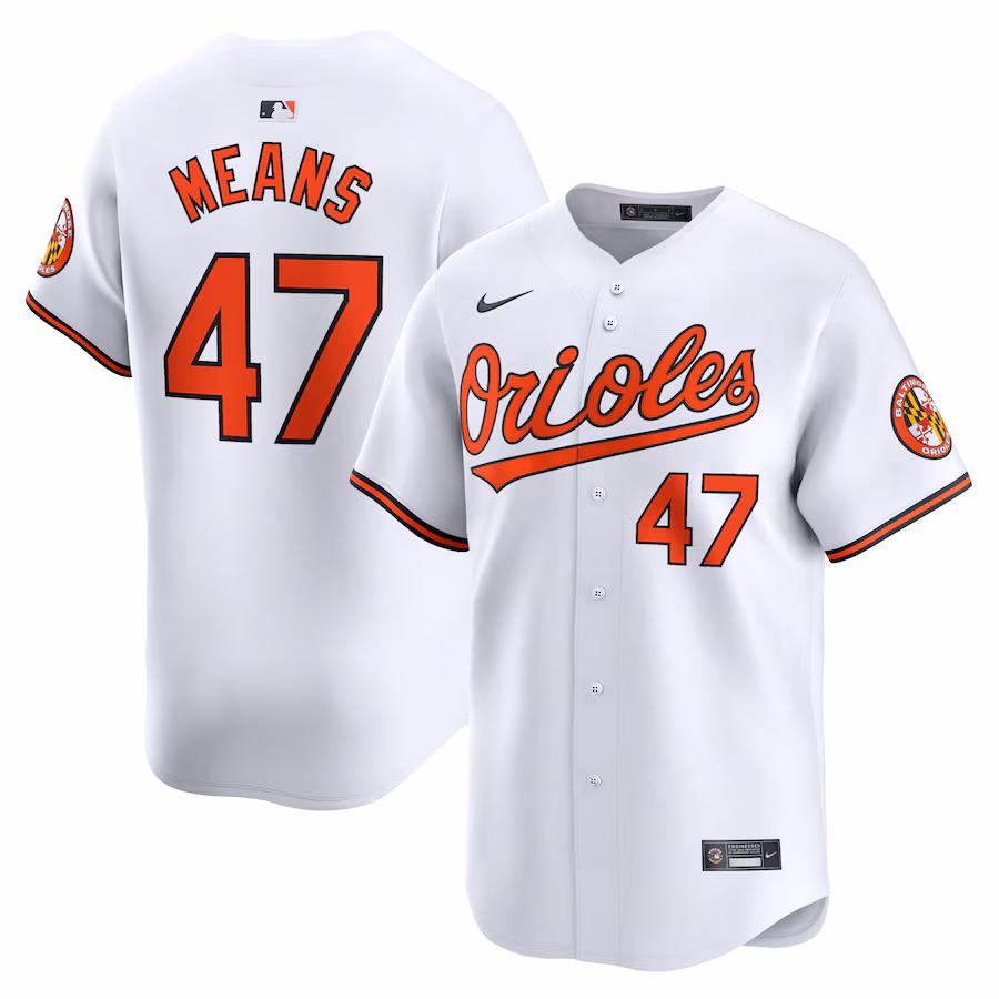 Men's Baltimore Orioles John Means Nike White Home Limited Player Jersey - Puhuasuan