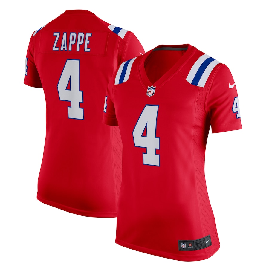Women's New England Patriots Bailey Zappe Nike Red Alternate Game Player Jersey - Puhuasuan